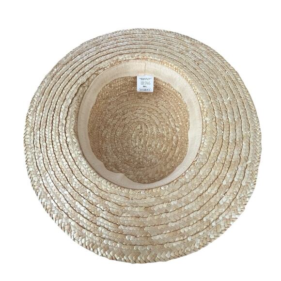 Boater Hat 100% Natural Straw Women's 7 7/8 Cream Grosgrain Ribbon Made in Italy - Picture 6 of 8